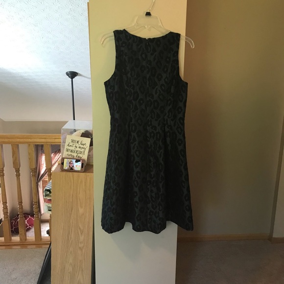 Loft Green Animal Print Fit and Flare Sleeveless Dress - Picture 2 of 10